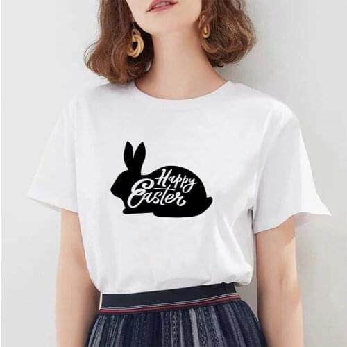 Bunny Happy Easter Printed Woman Tshirts Graphic Tees Women Streetwear Shirts for Women Female Short Sleeve Clothes Plus Size