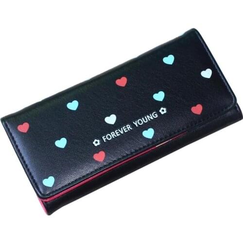 Lady Hearts Purses Women Wallets ID Cards Holder Fold Money Bags Long Woman Wallet Girls Coin Purse Bag Notecase Handbags Clips