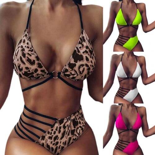 2pcs Women Swimsuit Sexy Bandage Bras High Waist Briefs Bikini Set Swimwear Women Beach Swimming Suit biquinis feminino 2020