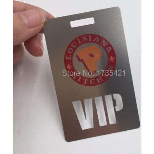 100pcs/lot custom size/logo/words cutting out stainless steel metal card