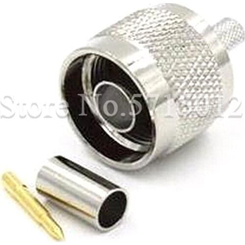 2Pcs N-Type Male Crimping Plug RF Radio Frequency Coaxial Connector Adaptor For Connect RG58 RG400 Cable