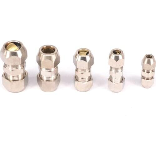 2pcs Fit 3/4/6/8/10/12/14/15/16/1820mm Tube OD Equal Nikel Plated Brass Ferrule Pneumatic Air Compression Fitting Connector