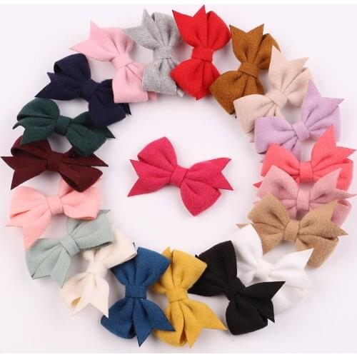 20Pcs/lot Solid Colors Bow Hair Clips For Cute Girls Handmade Cotton Bows Clip Hairpins Barrettes Headwear Kids Hair Accessories