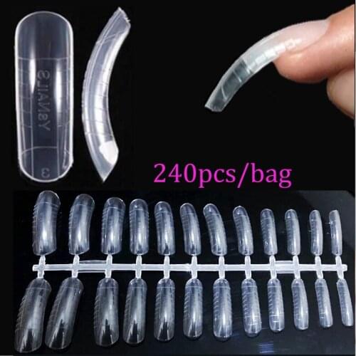240Pcs/Bag Graduated Fake Nails Quick Building Mold Tips Nail Dual Forms Finger Extension Nail Art UV Builder Poly Nail Gel Tool