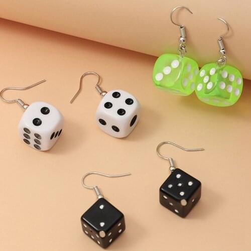 3 Pairs Set Fun 3D Dice Pendant Earring Casino Women Candy Color Personality Fun Fashion Jewelry Dropship Gift