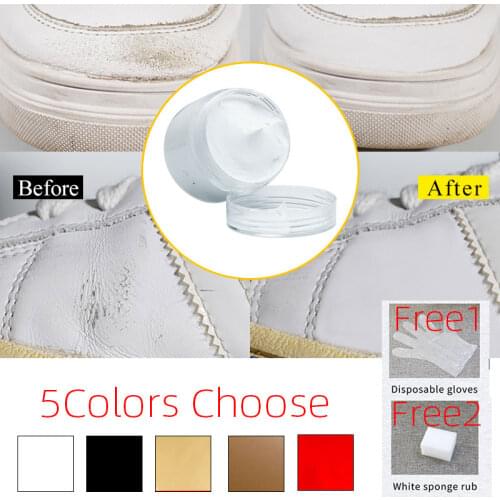 30ML White Paint for shoes cream skin Leather Finish Clothes Plastic restorer Black Dye Repair Car Seat Restoration with Gloves
