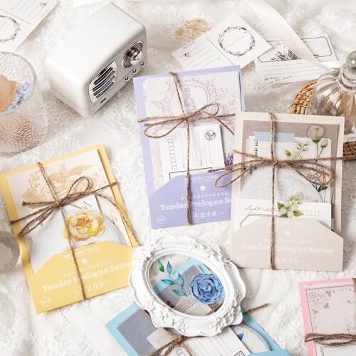 Journamm 40pcs/pack Vintage Material Paper Memo Pads Stickers Set Deco Junk Journal Aesth School Supplies Creative Stationery