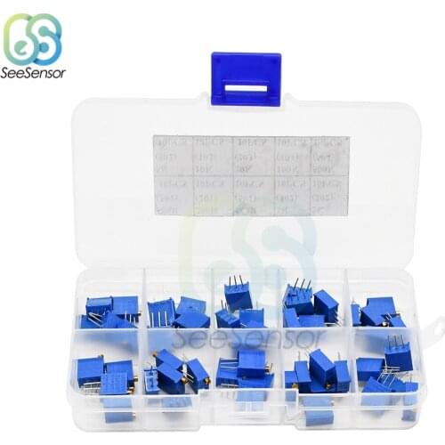 50pcs/lot 3296W 3296 500 ohm 1K 2K 5K 10K 20K 50K 100K 200K 1M ohm 500R Trimpot Trimmer Potentiometer