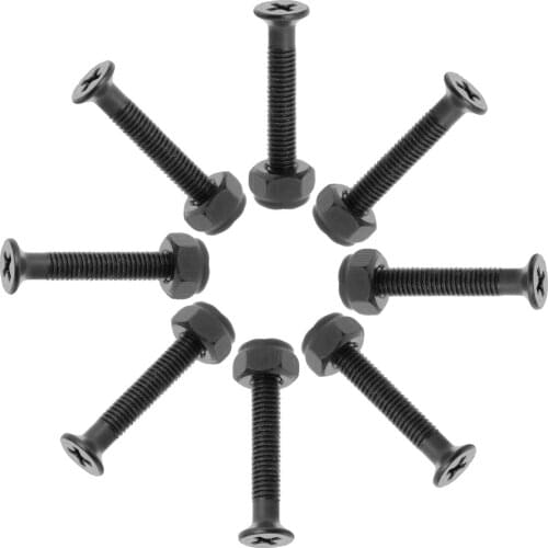 8Pack Longboard Skateboard Wheel Mounting Installing Hardware Screws Black