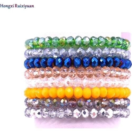 Crystal Bracelet Handmade Beaded Bracelet Women Fashion 6mm Crystal Beads 8 Colors Optional Glamour Friendship Bracelet Jewelry
