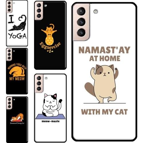 Funny yoga cat Silicone Soft Case For Samsung Galaxy S10 Plus S8 S9 S20 FE S21 Ultra Note 20 Ultra Coque