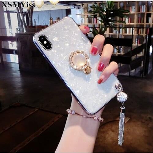 Conch Shell Phone Case For iphone X Case Diamond Ring For iphone 6S 6 7 8 Plus Xs Max XR Cases Fashion Soft TPU Back Cover Case