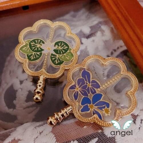 Lotus pond moonlight enamel brooch Chinese wind cattail leaf fan hanfu cheongsam elegant female restoring ancient ways