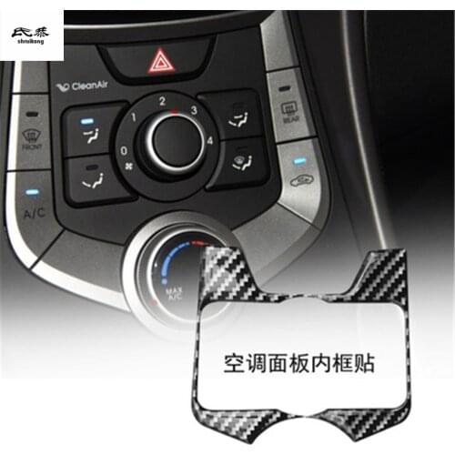 1pc Epoxy glue carbon fiber grain Air-conditioning control adjust panel decoration for 2012-2015 Hyundai Elantra Avante MD UD