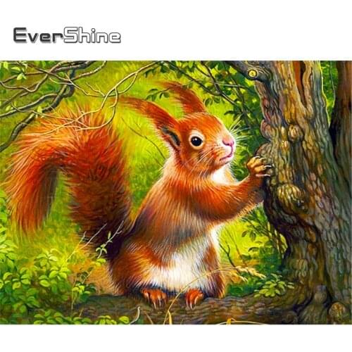 Evershine Diamond Painting Squirrel Animal Diamond Embroidery Full Square Round Cross Stitch Spring Mosaic Rhinestone Wall Art