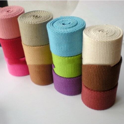 10Yard 32mm Width 2mm Thick Multicolor Canvas Cotton Webbing Thick Textile Accessories Plain Weave DIY Bag Strap Material