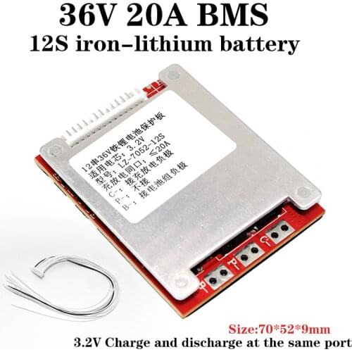 12S 36V 20A Lifepo4 battery BMS Protection board3.2V Same port PCM 36V Lithium Iron Phosphate battery pack With balance function