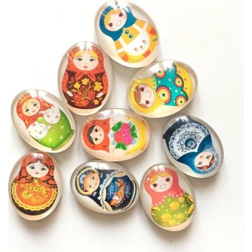 Free shipping (9pcs/lot)Russian Doll Crystal Glass fridge Magnet Matryoshka doll Message Stickers Home/Kitchen Decor Party Gift