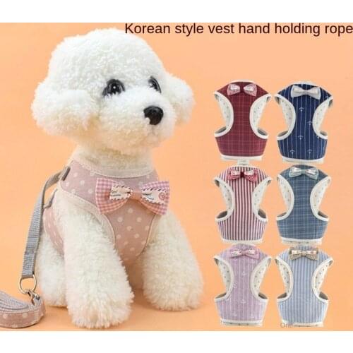 Cute Pet Chest Strap Breathable Dog Walking Rope for Small Dogs Pomeranian Corgi Pet Vest Harness Rope Pet Dog Harness Leash Set