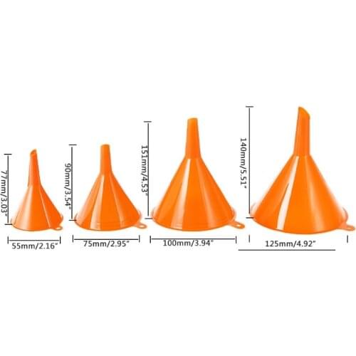 4Pcs Plastic Funnel Set for Car Oil Gas and Fluids Auto Home Kitchen Function Plastic Funnel