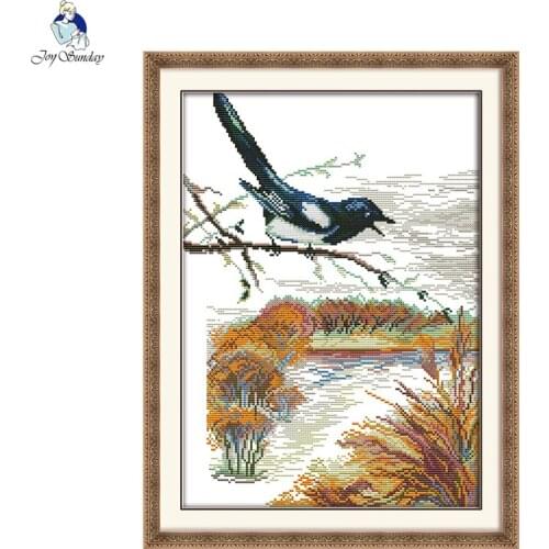 The Bird on Branch-autumn Cross Stitch kits 14ct Counted Printed Canvas 11ct Fabric Stitching Embroidery DIY Handmade Crafts