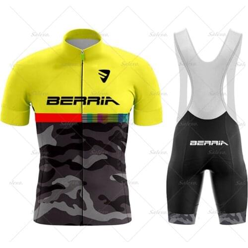 BERRIA Cycling Jersey Set Mens Bib Shorts Suit new Bicycle Team Racing Uniform Clothes 2021 Summer Mountain Bike Bicycle Suit