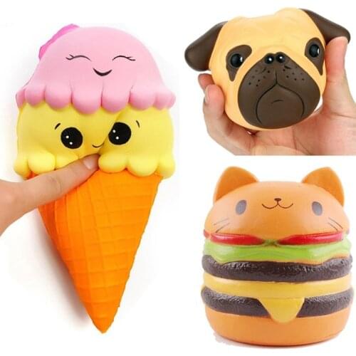 New Fashion Jumbo Squishy Slow Rebound Scented Hamburger Fries Dog Ice Cream Shaped Cute Toys Slow Rising Christmas Gift