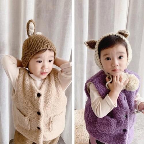 Toddler Boy Tops Jackets Outerwear Children 1-6 Yrs Girls Vest Fall Winter Thick Lamb Cashmere Kids Waistcoat For Girls Clothes