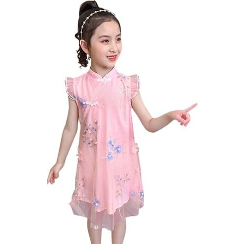 Dress For Girls Floral Dresses For Girl 2021 New Children Mesh Dresses Summer Girl Costume 6 8 10 12 14