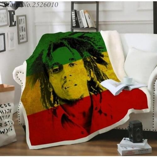 Throw blanket Bob Marley 3D Velvet Plush Blanket Bedspread For Kids Girls Sherpa Blanket Couch Quilt Cover Travel 02