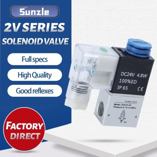 Air Solenoid Valves 2V025-08 2 Position 2 Port 1/4" Normally Closed Pneumatic Solenoid Valve 12V 24V 110V 220V Volt