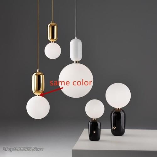 Nordic Style Milk Globe Led Pendant Lights Hanging Lights Bar Office Restaurant Bedroom Glass Ball Cord Pendant Light Fixtures