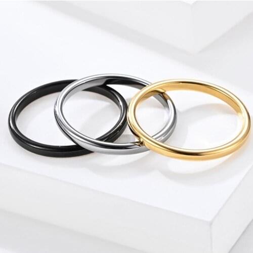 Simple 2mm Tungsten Steel Rings for Women Men Fashion Minimalist Thin Rings Elegant Party Tail Ring Size #5- #11