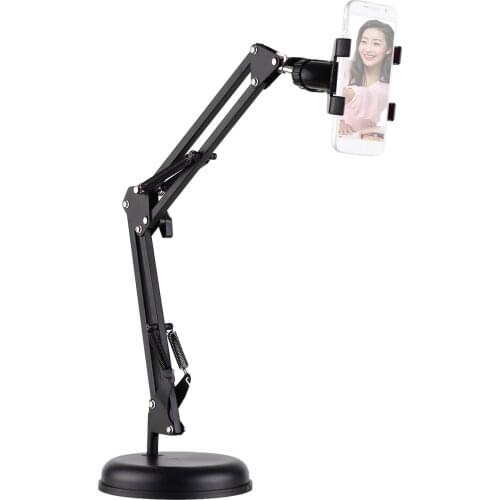 Extendable Cell Phone Holder Table Stand Lazy Bracket 360° Rotatable with Phone Clamp Flexible Articulating Arm for Smartphone