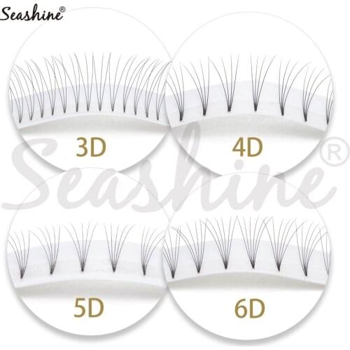 Seashine 3D 4D 5D 6D Short Stem Russian Volume Eyelash Extension Individual Premium Cilios Premade Fans Cluster Eye Makeup Tools