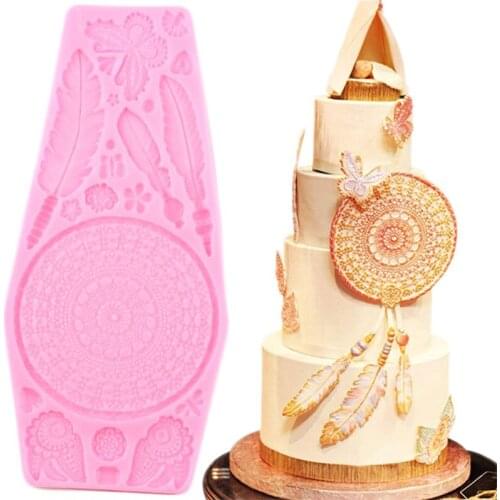 Feather Flower Silicone Mold DIY Wedding Cake Border Fondant Molds Cake Decotating Tools Chocolate Gumpaste Candy Clay Moulds