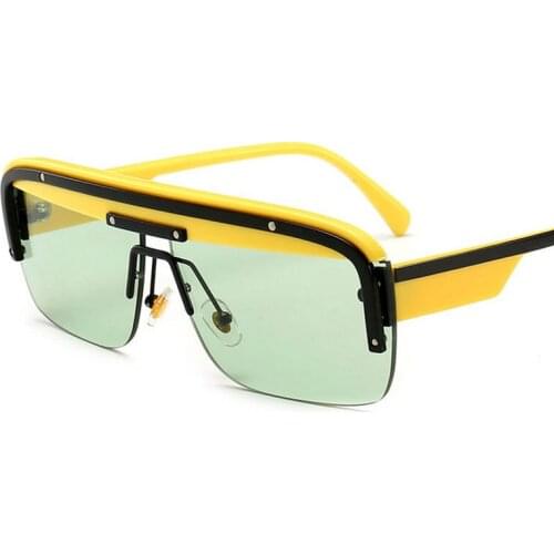 Mincl/vintage rectangle sunglasses for men 2019 summer style female sun glasses half frame uv400 black yellow green Hip hop NX