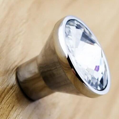 Glass crystal drawer knobs pulls diamond head cabinet dresser pulls knobs silver chrome modern fashion furniture handles knobs