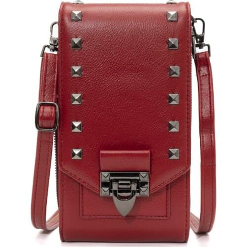 Fashion Female Single Shoulder Studded Bag Casual Large Capacity Soft Leather Women Messenger Purse Solid Color Ladies Bag