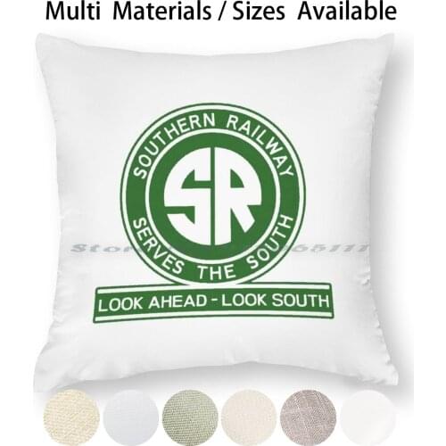 Vintage Southern Railroad Pillow Case Throw Pillow Cover Cotton Linen Flax Rails Trains Tracks Steam Engine Locomotive Freight