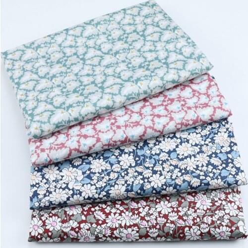 High Quality Flower Series Print Cotton Twill Fabric Full Sizes Skin-Friendly Pure Cotton Fabric for DIY Sewing Dress Baby Cloth