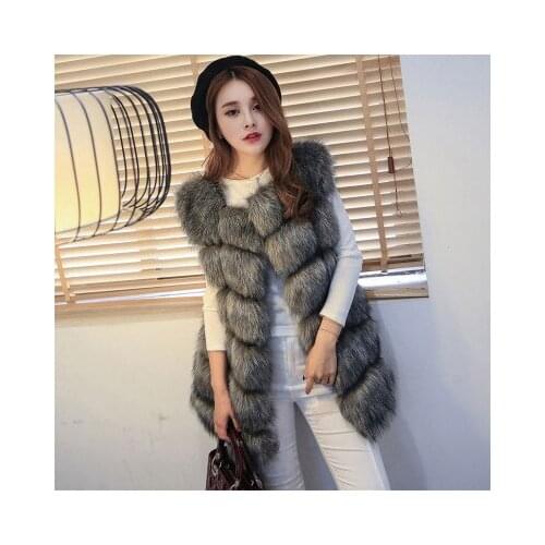 High quality Fur Vest coat Luxury Faux Fox Warm Women Coat Vests Winter Fashion furs Womens Coats Jacket