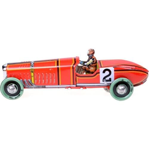 Windup Red Race Car Model Clockwork Tin Vehicle Toy Collectable Gift Restoring Ancient Toy Iron Metal Handicraft Vintage Classic