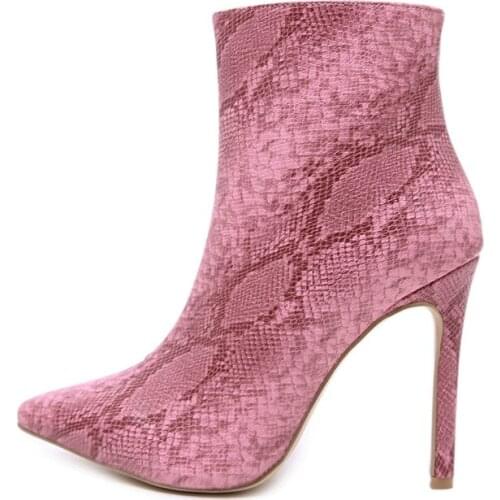 Women 's Winter Boots Serpentine Pu High Heel Large Size Fashion Cheap 2020 Autumn and Winter Warm Plush New Women 's Boots
