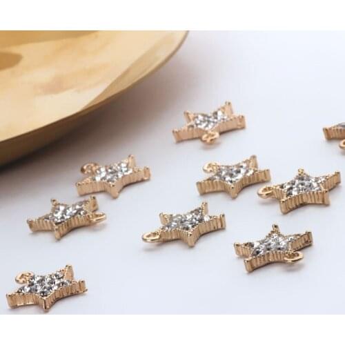 10pcs Women Korean Style Alloy Simple And Elegant Full Star Earrings For Girls Material Bracelet Pendant Diy Jewelry Accessories
