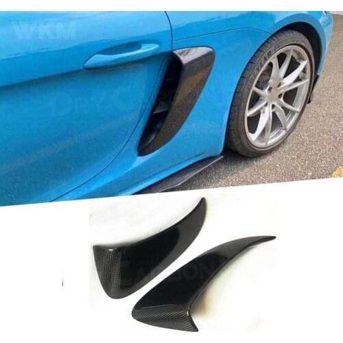 2PCS Fit for Porsche 718 Cayman Boxster Base S 2016-2019 Rear Fender Air Vent Trim Covers Carbon Fiber Exterior Cap Sticker FRP