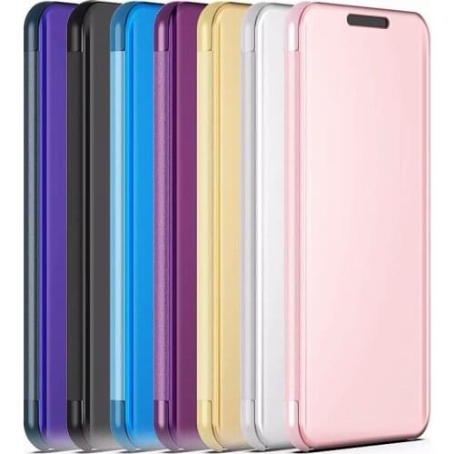 30pcs/lot Clear View Flip Cover Mirror Stand Leather+PC case For Huawei Mate 20 Lite Pro Y6 2019 Y7 Pro 2019 Y9 P Smart 2019