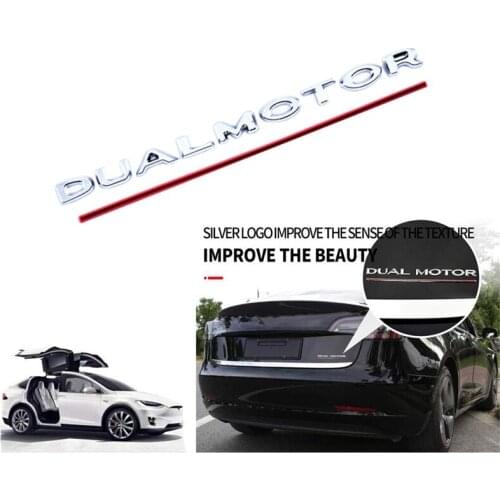 3D Dual Motor Decals Car Rear Trunk Emblem Sticker Badge Decals for Tesla Model 3 2017-2020, Decorative Sticker