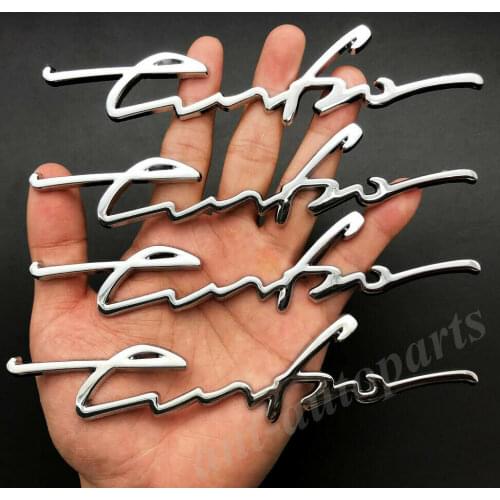 4x Chrome Metal Art Cursive Turbo T Car Trunk Rear Emblem Badge Decals Sticker