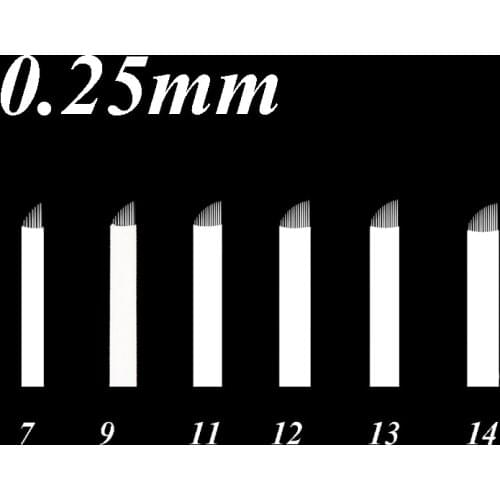 500Pcs 0.25mm 11 Flex Permanent Makeup Needles Eyebrow Microblading Manual Blades 11-Pins Bevel Tattoo Needle